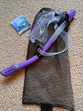 NWOT - Greatever  Dry Snorkel Set Clear Mask - Swim Gear - Purple
